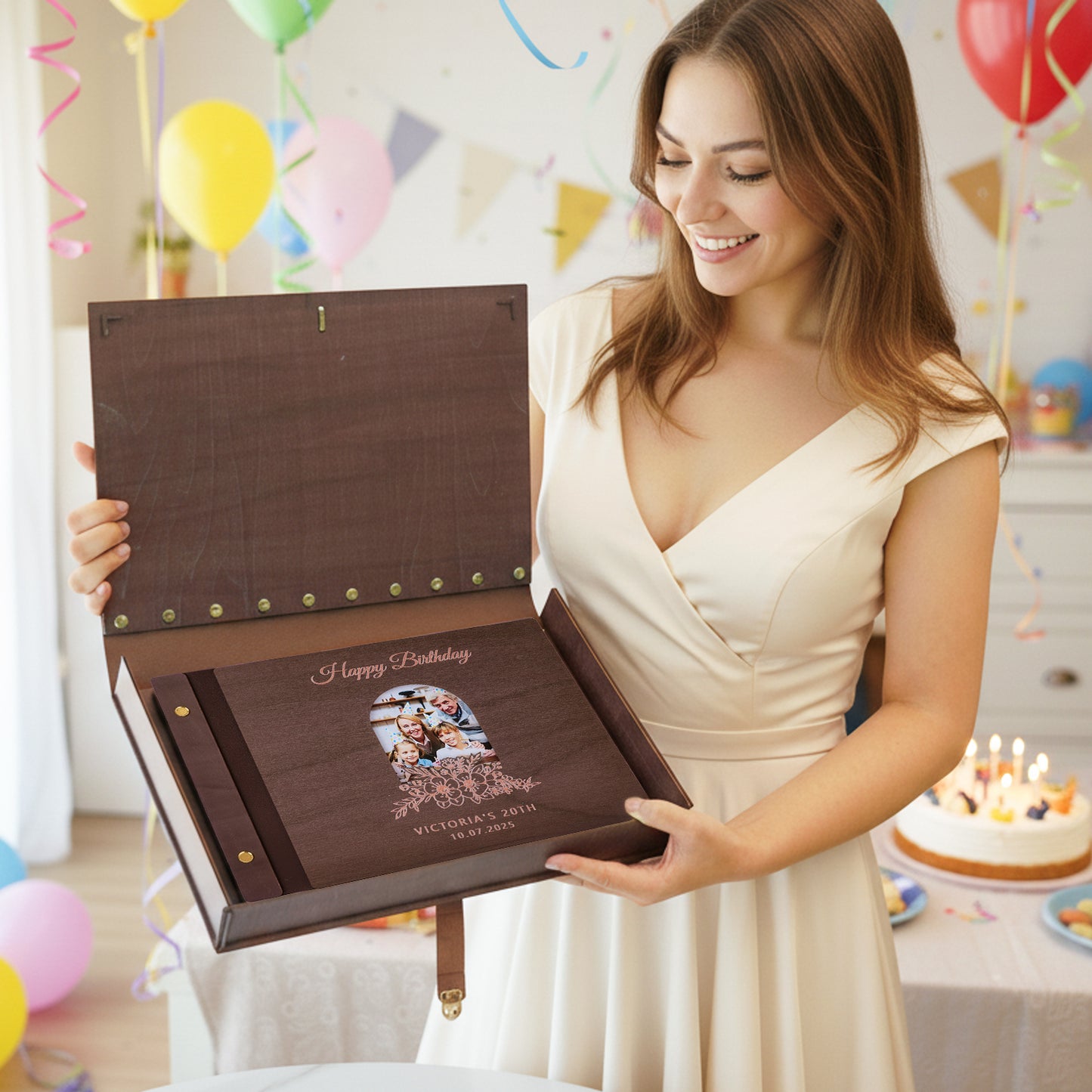 Personalized Memory Photo Album โ Floral Arch Frame