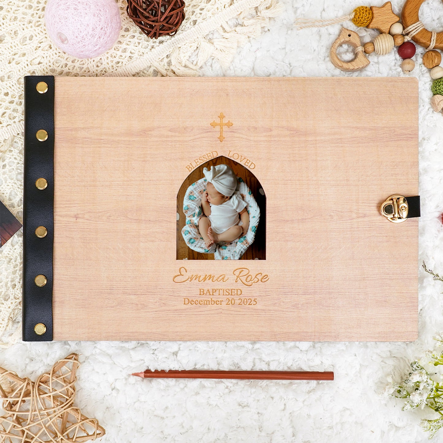 Personalized Baby Photo Album - Baptism Cross