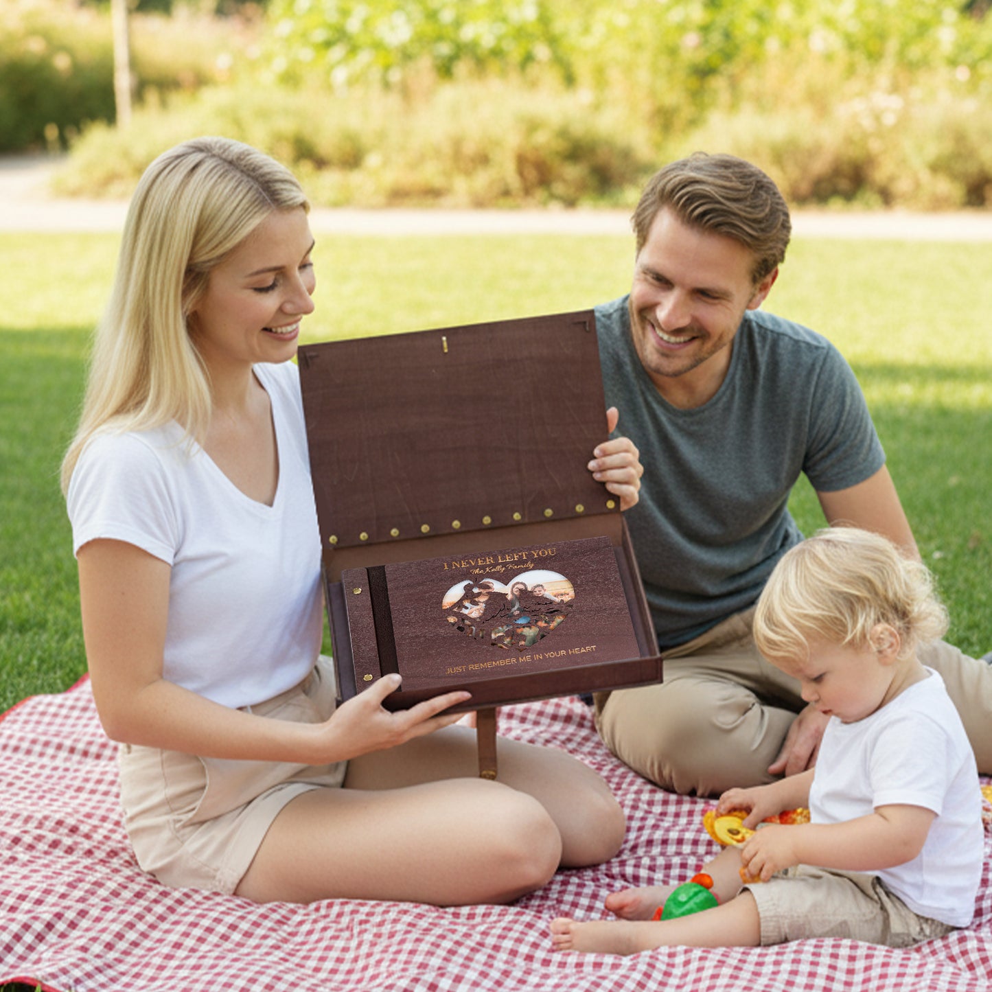 Personalized Family Photo Album – Heart Cutout Wood Cover