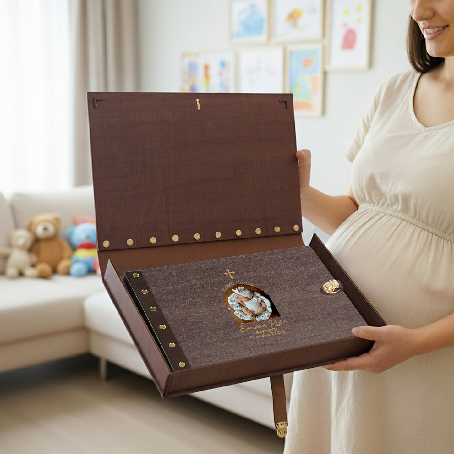 Personalized Baby Photo Album - Baptism Cross
