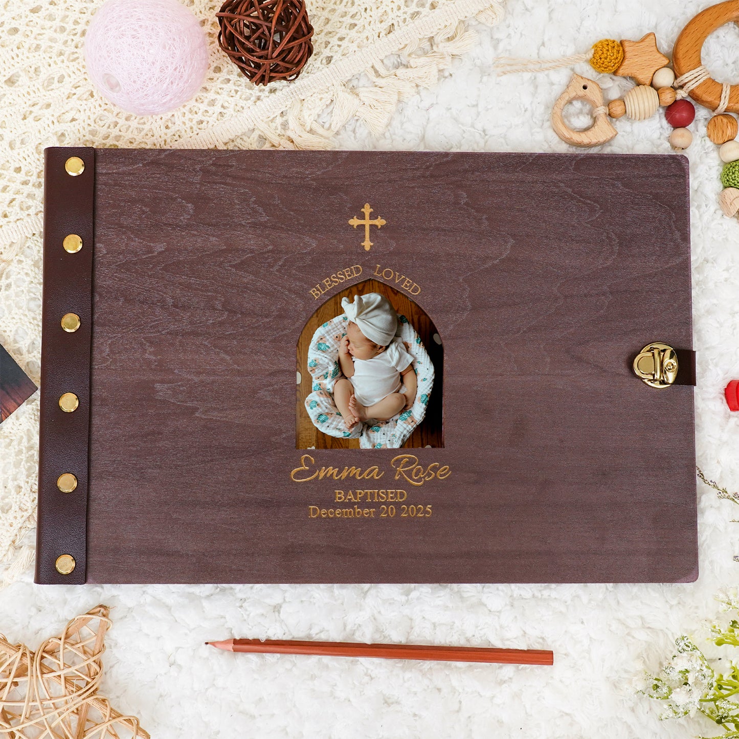 Personalized Baby Photo Album - Baptism Cross