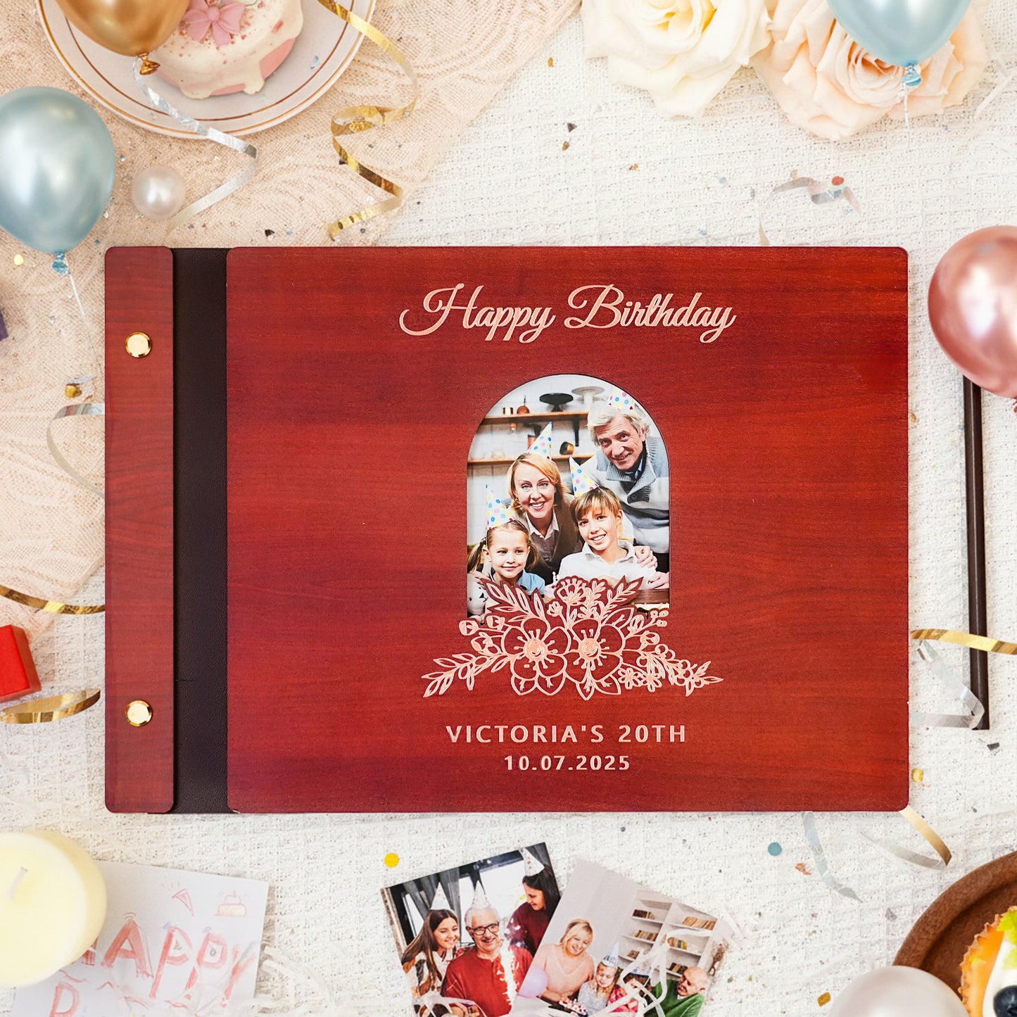 Personalized Memory Photo Album โ Floral Arch Frame