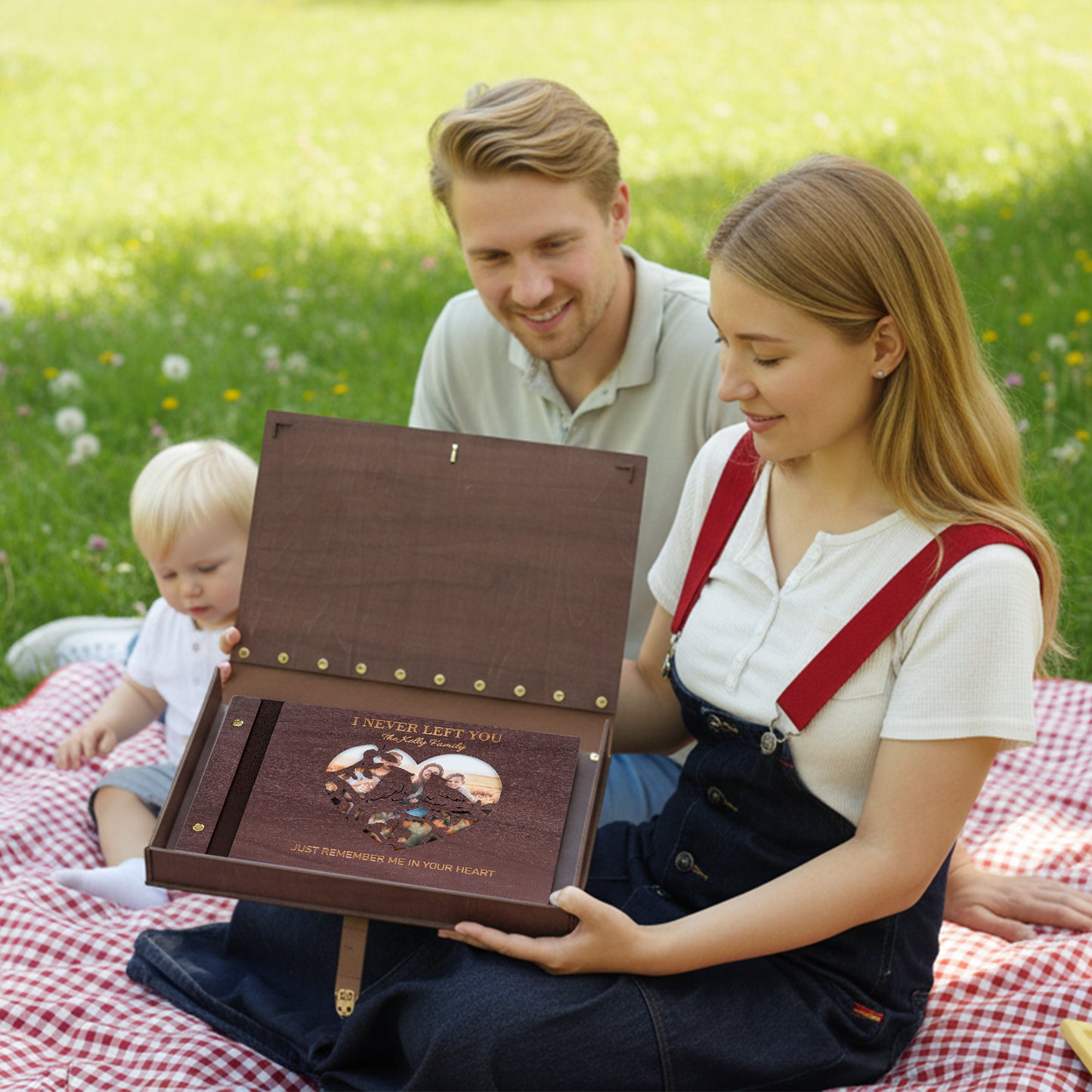 Personalized Family Photo Album – Heart Cutout Wood Cover