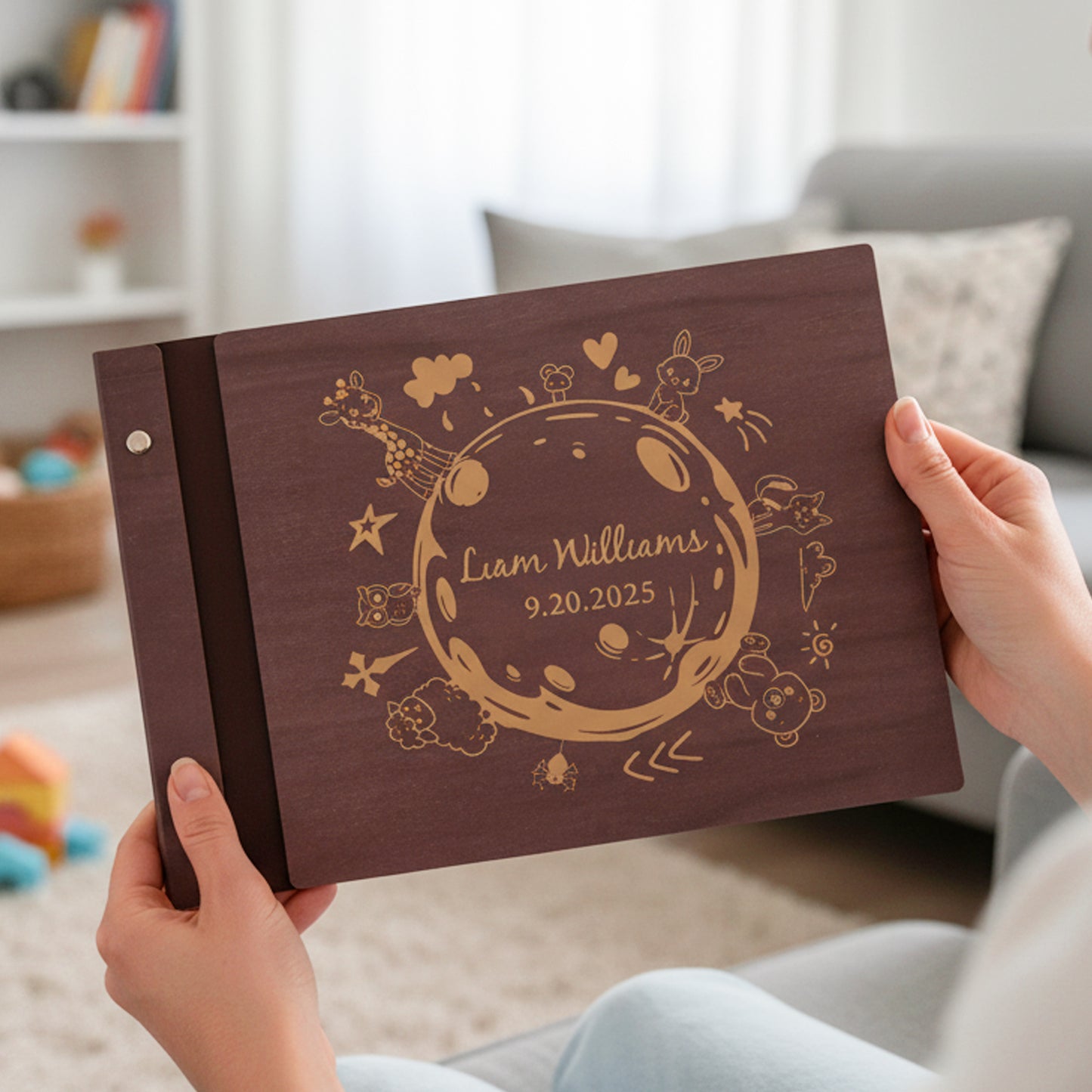 Personalized Baby Photo Album - Around the World with Animals