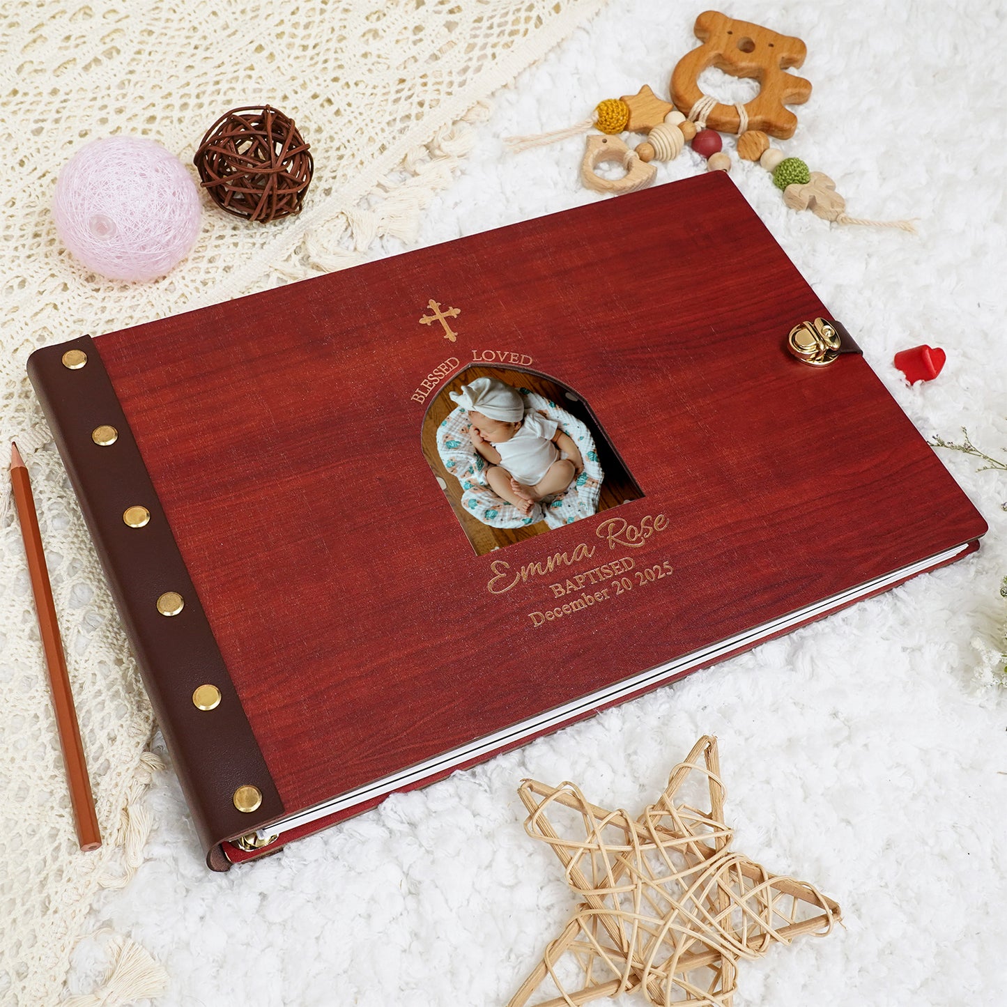 Personalized Baby Photo Album - Baptism Cross