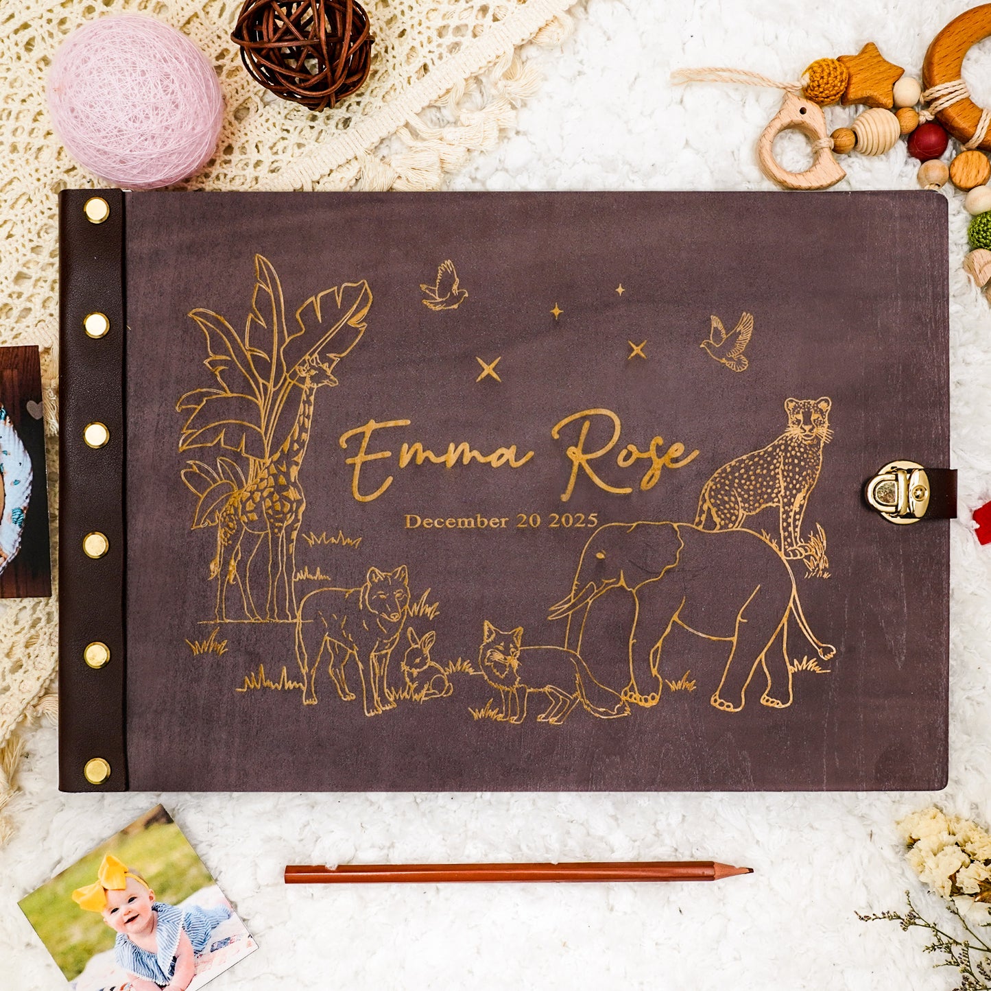 Personalized Baby Photo Album - Wild Safari Edition