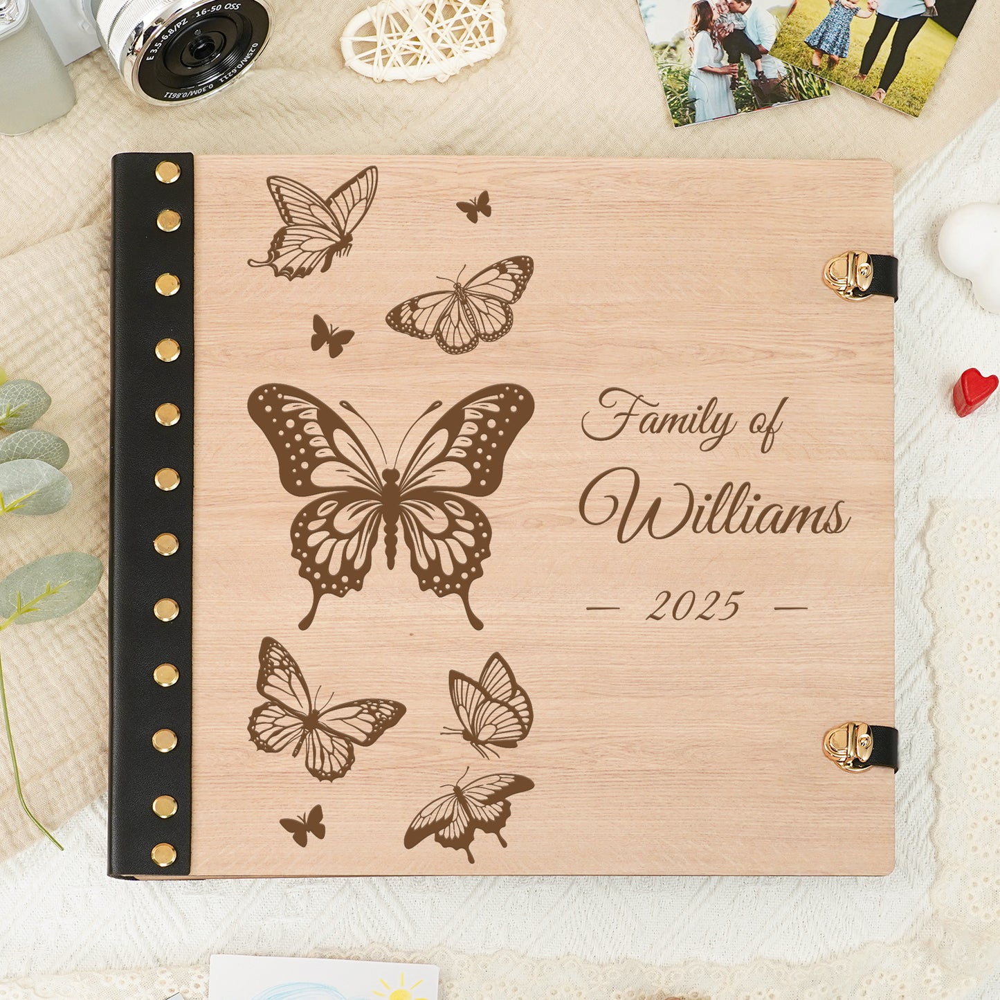 Personalized Family Photo Album โ Elegant Butterfly Engraved Photo Book