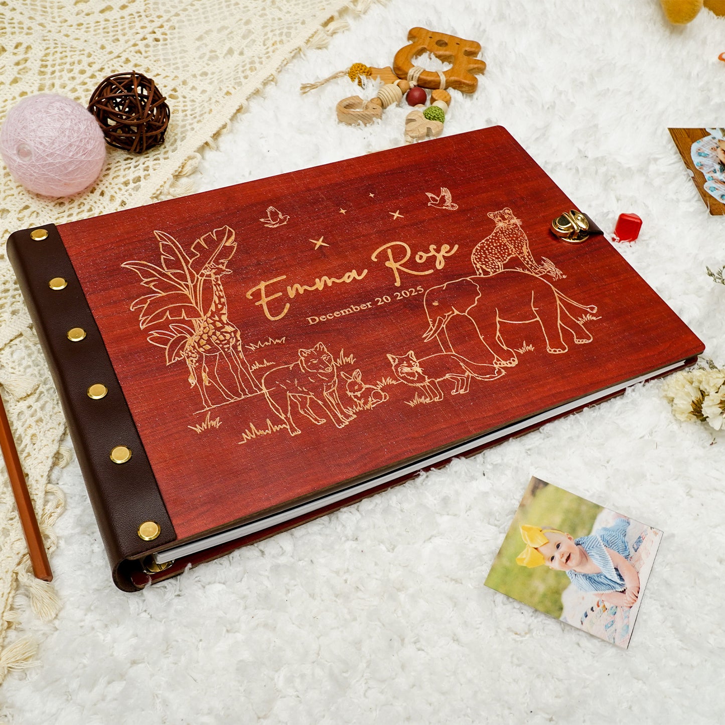 Personalized Baby Photo Album - Wild Safari Edition
