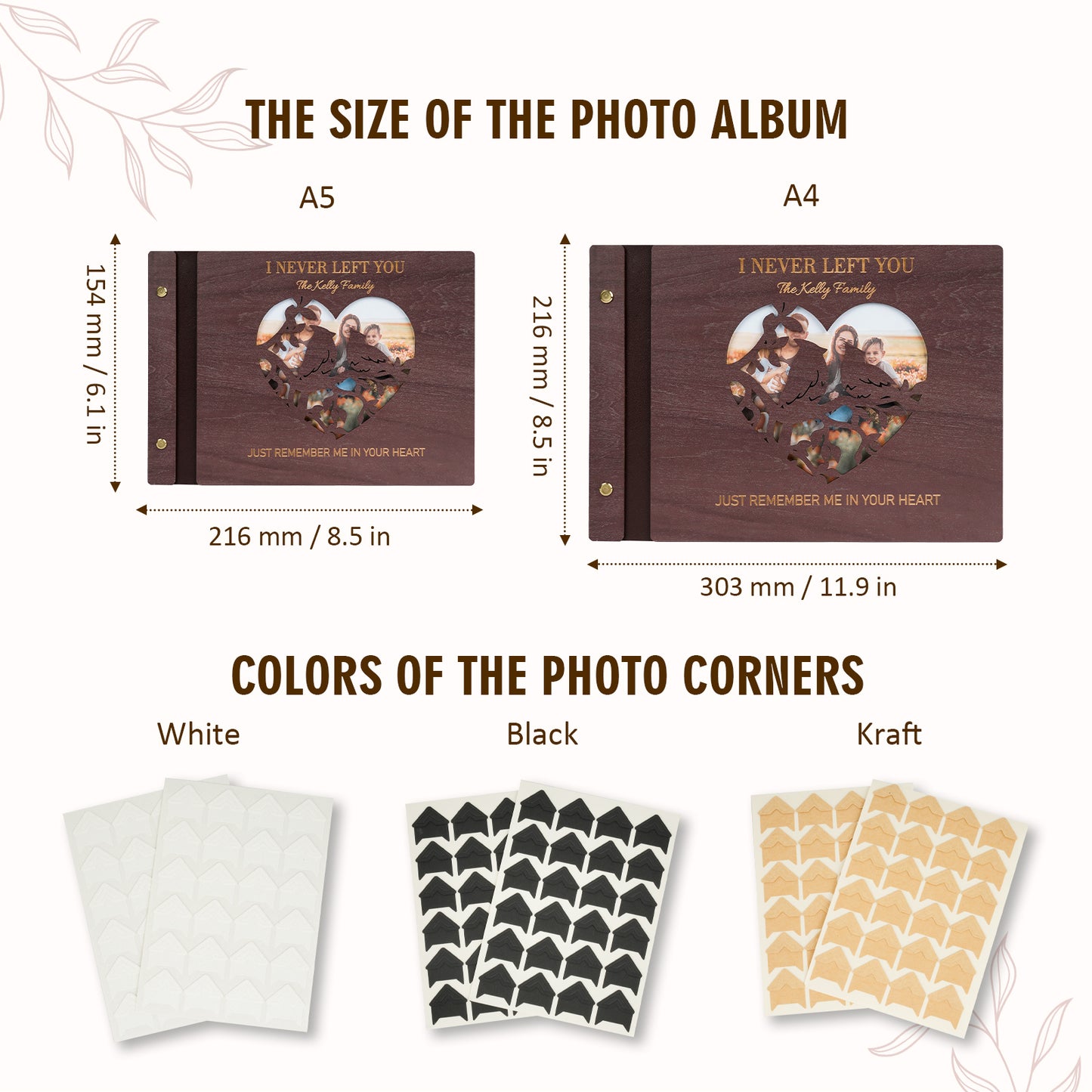 Personalized Family Photo Album – Heart Cutout Wood Cover