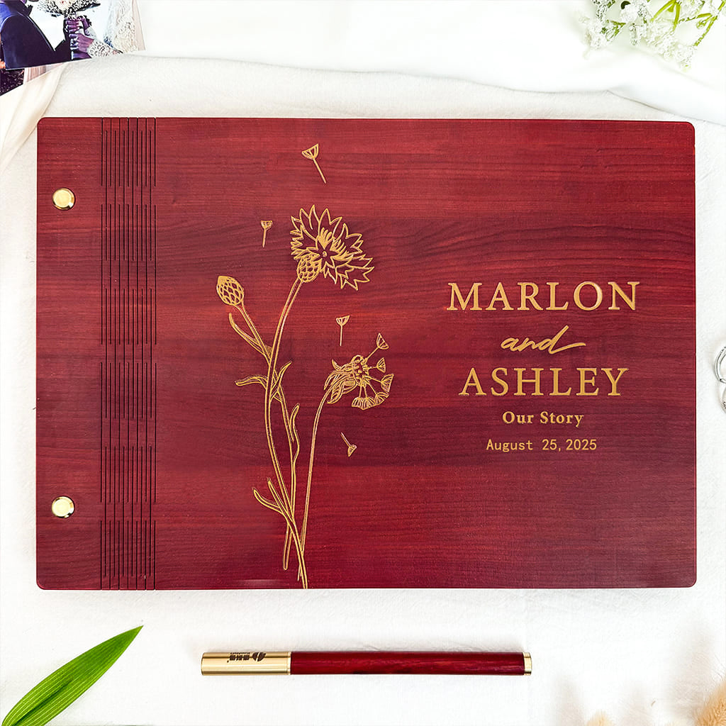 Personalized Wooden Wedding Guest Book - Wedding Photo Album