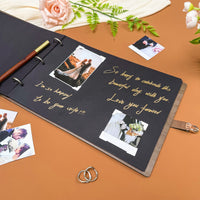 Wooden Photo Album with Carved Flowers and Engraved Names