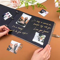 Wooden Photo Album with Carved Flowers and Engraved Names