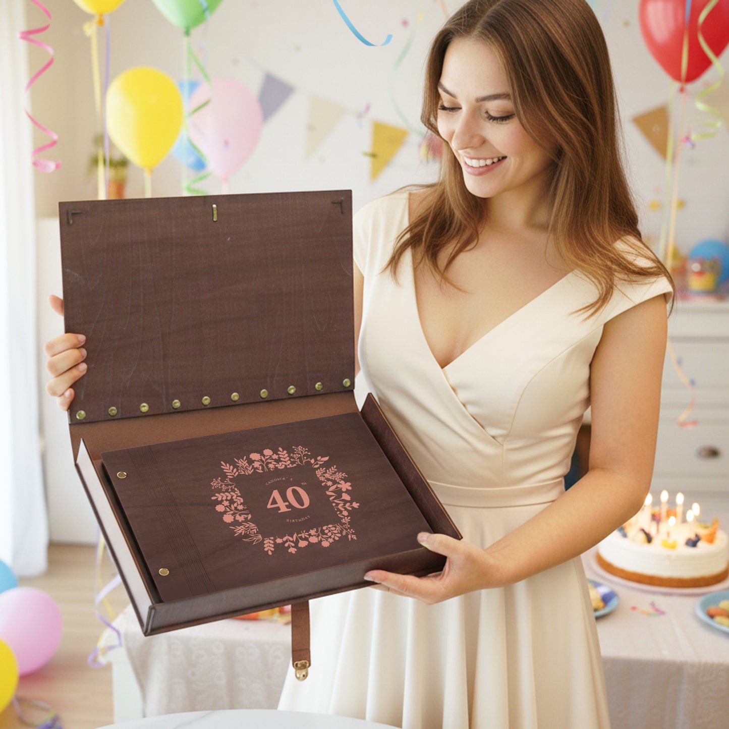 Personalized Commemorative Photo Album – Wreath-themed Milestone Birthday Commemoration