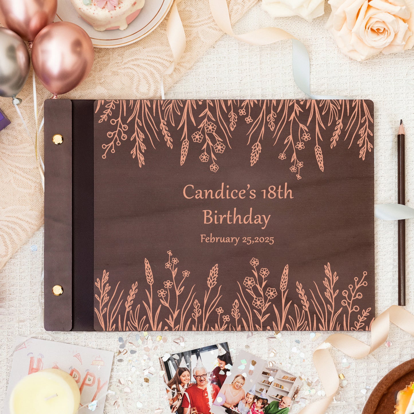 Personalized Memory Photo Album – Wildflower Border