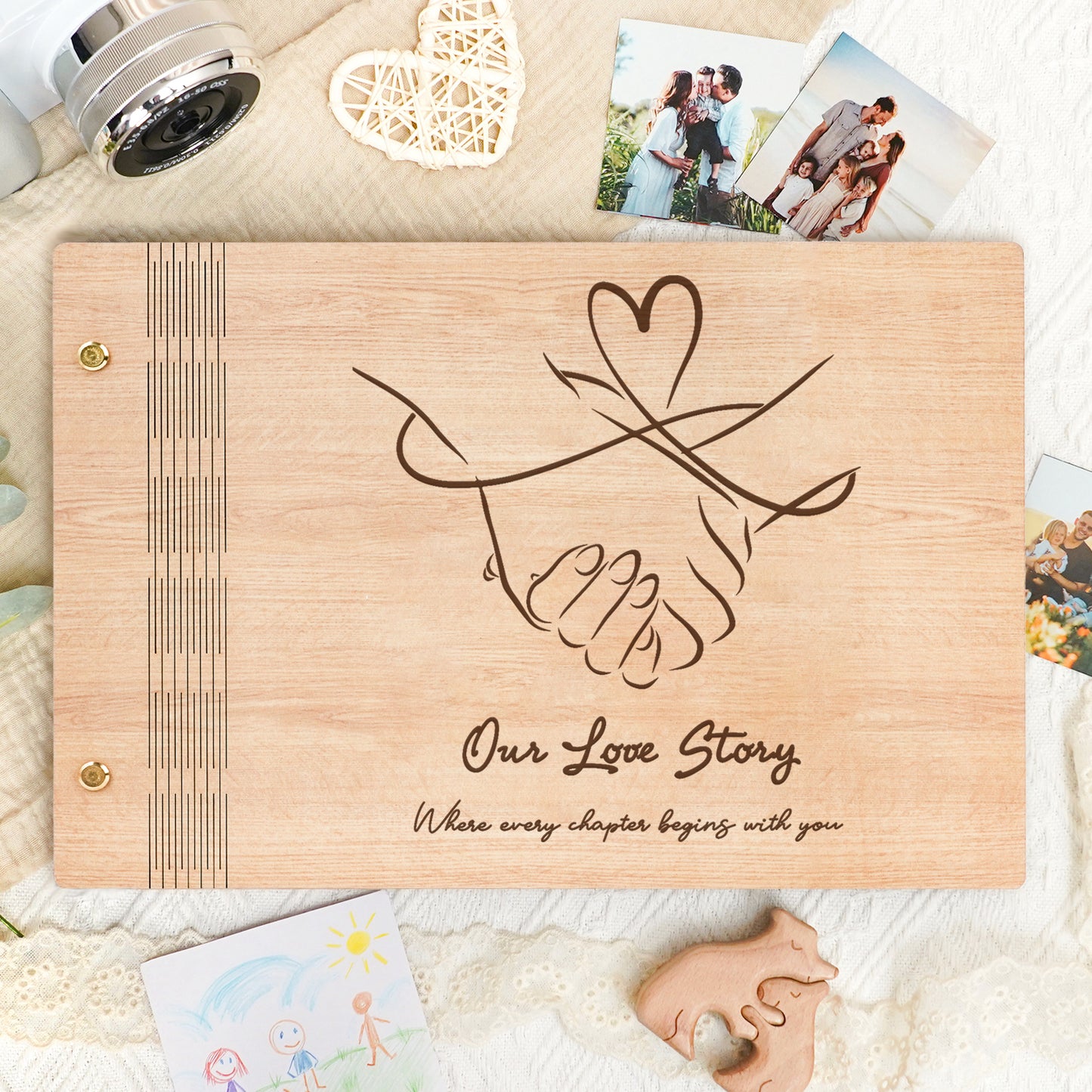 Wooden Photo Album – Our Love Story