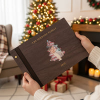 Personalized Family Photo Album – Christmas Tree Cutout Wooden Cover