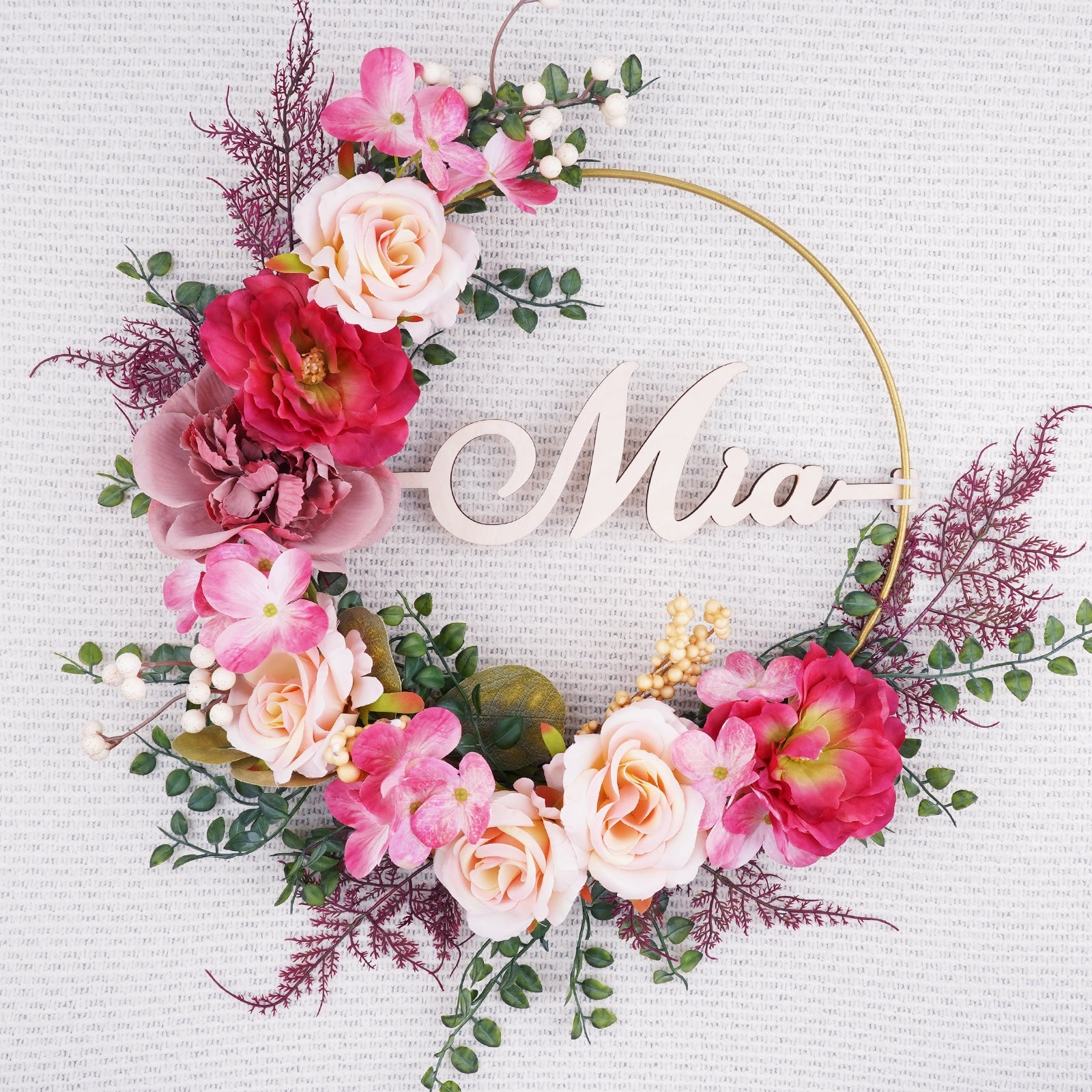 Personalized Peony Wreath