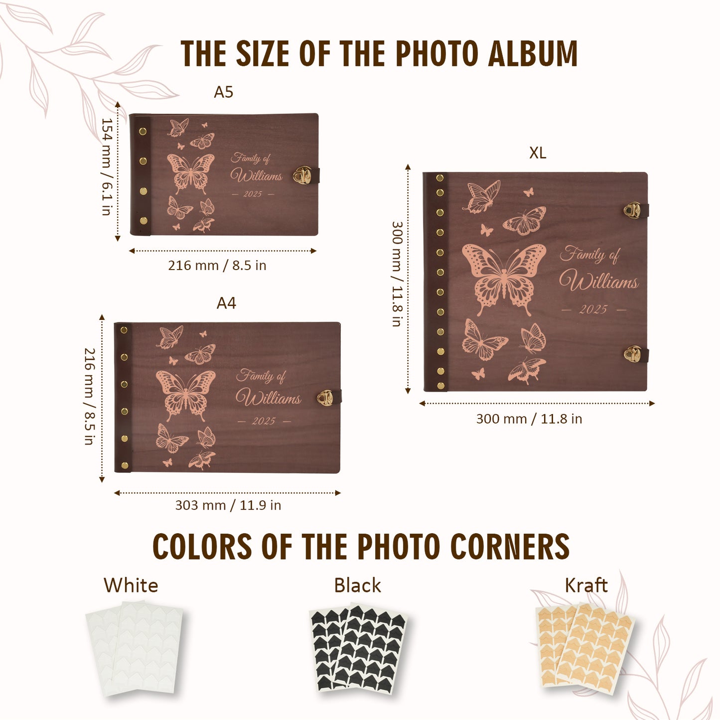 Personalized Family Photo Album – Elegant Butterfly Engraved Photo Book