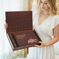 Personalized Travel Photo Album – Explorer’s Log, Mountain Bear Wooden Cover