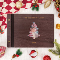Personalized Family Photo Album – Christmas Tree Cutout Wooden Cover