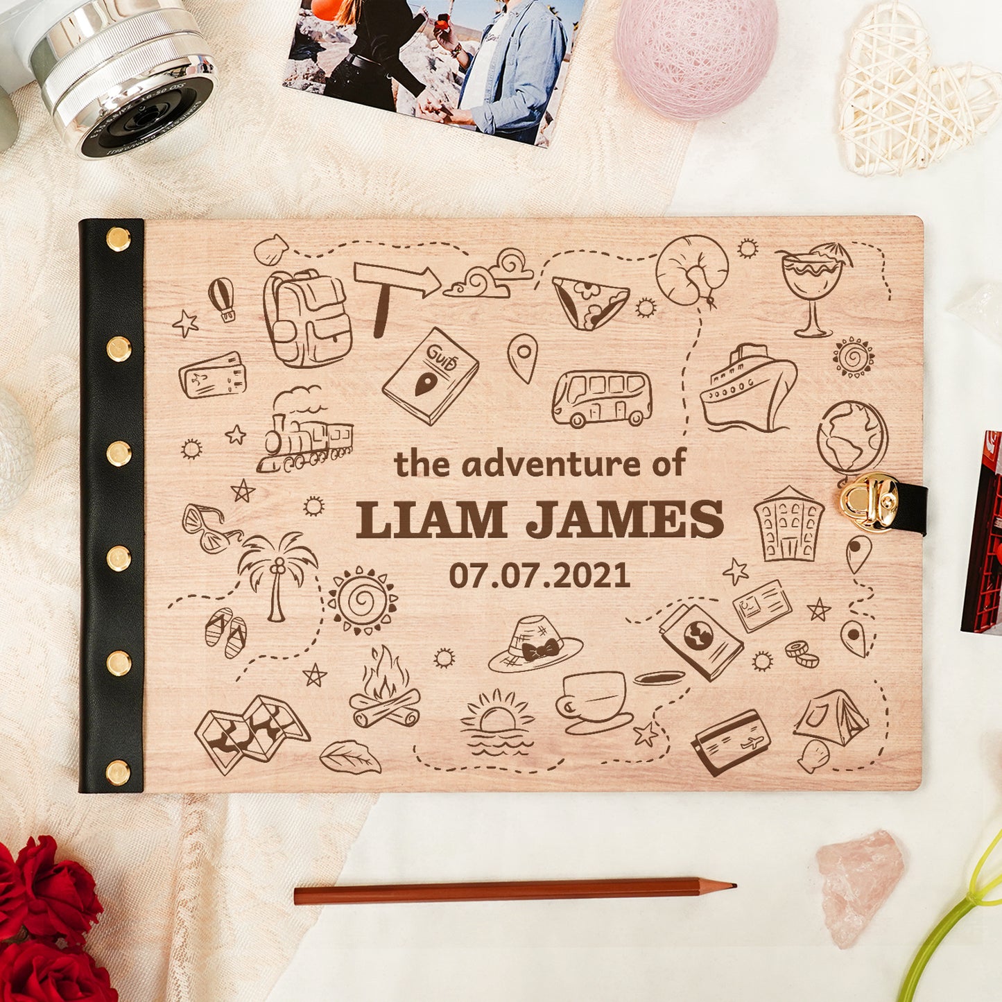 Personalized Travel Photo Album – Hand-Drawn Travel Doodles