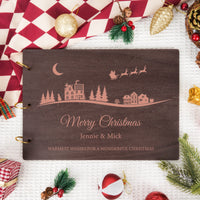 Personalized Photo Album – Christmas Village Engraved Wooden Cover