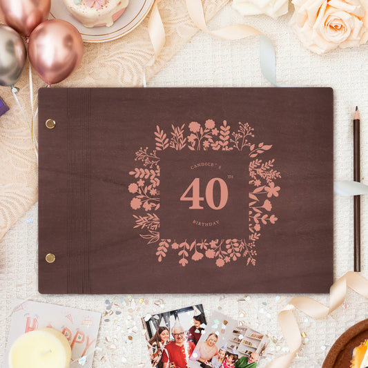 Personalized Commemorative Photo Album – Wreath-themed Milestone Birthday Commemoration