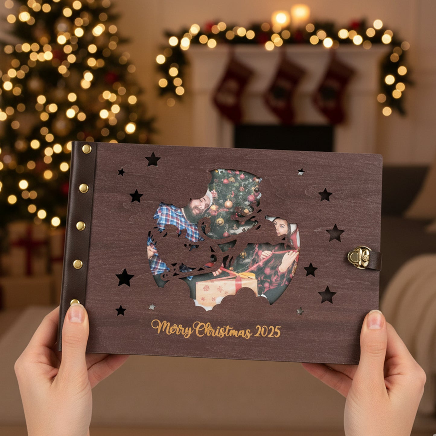 Personalized Photo Album – Santa & Reindeer Photo Window Album