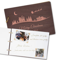 Personalized Photo Album – Christmas Village Engraved Wooden Cover