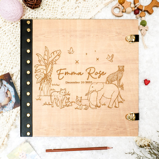 Personalized Baby Photo Album - Wild Safari Edition