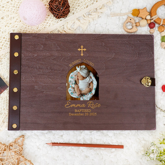 Personalized Baby Photo Album - Baptism Cross