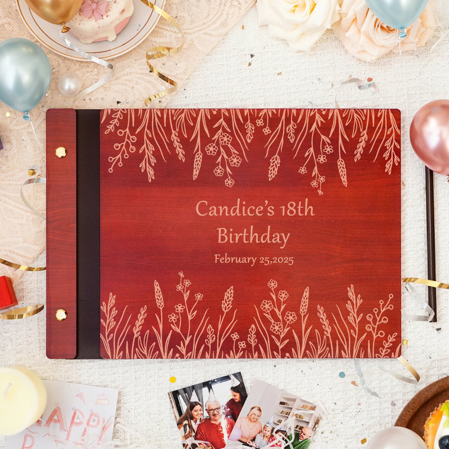 Personalized Memory Photo Album – Wildflower Border
