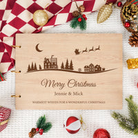 Personalized Photo Album – Christmas Village Engraved Wooden Cover