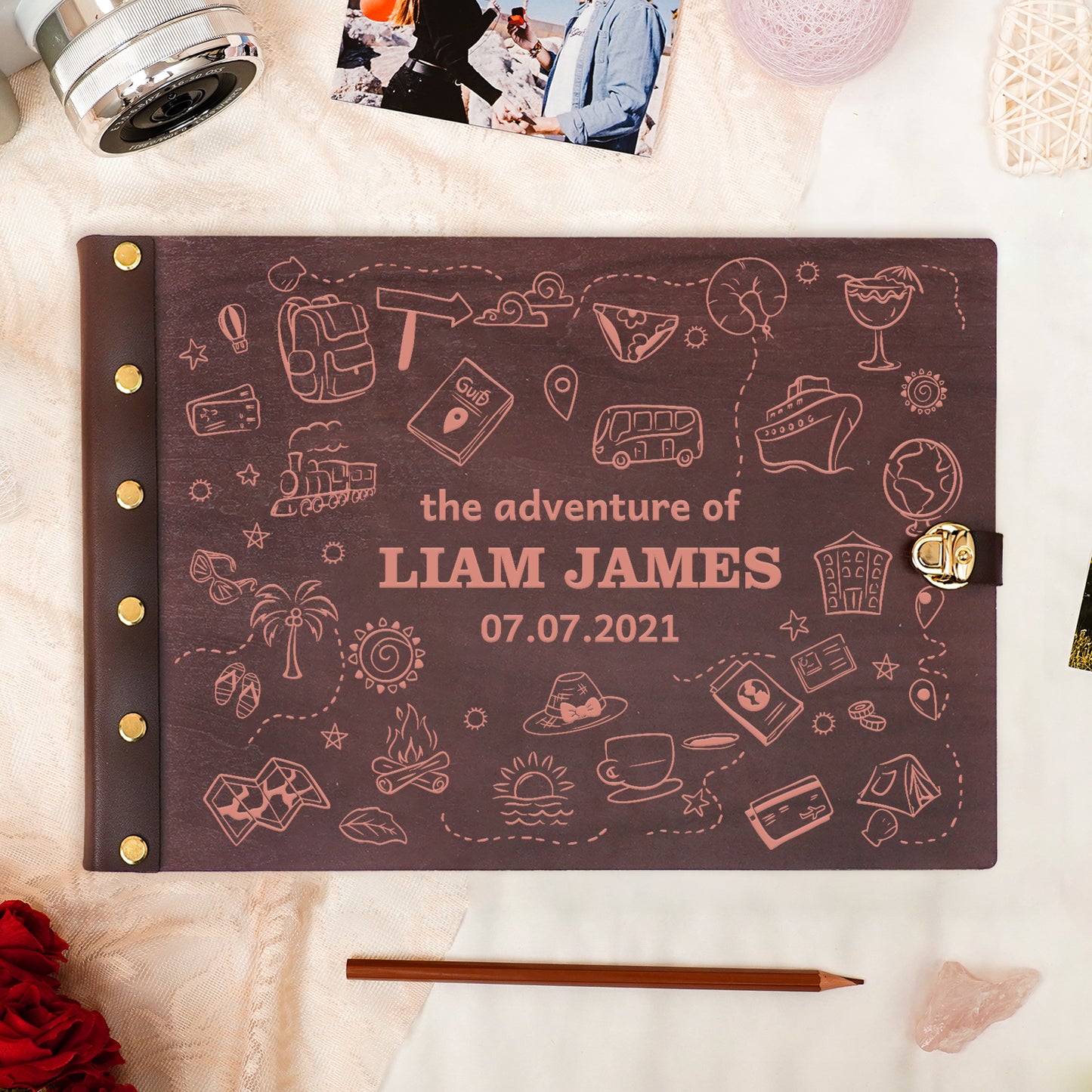 Personalized Travel Photo Album – Hand-Drawn Travel Doodles