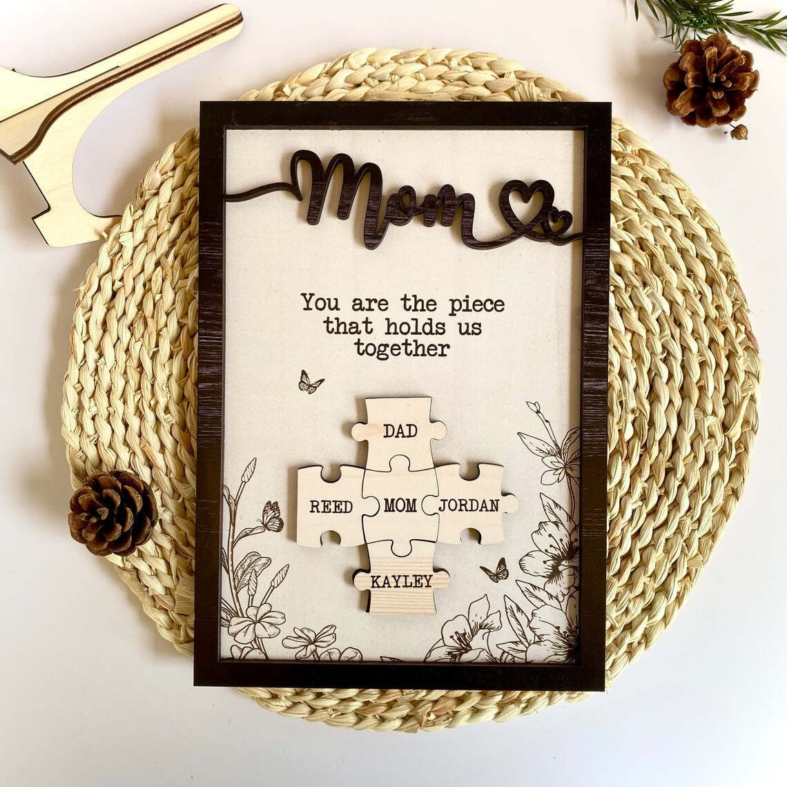 Mom Puzzle Sign Personalized Gift For Mother's Day Wooden Gift