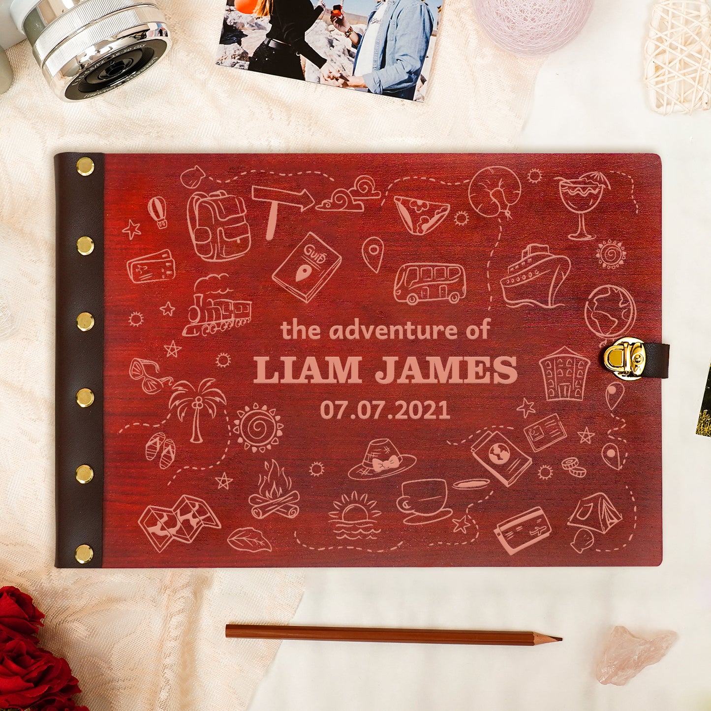 Personalized Travel Photo Album – Hand-Drawn Travel Doodles