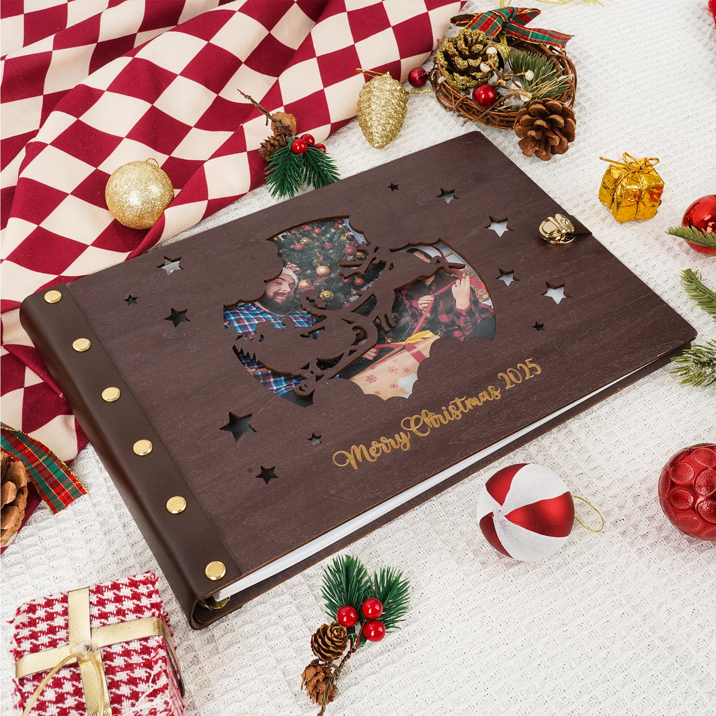 Personalized Photo Album – Santa & Reindeer Photo Window Album