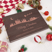 Personalized Photo Album – Christmas Village Engraved Wooden Cover