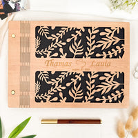 Wooden Wedding Guest Book - Personalized Laser Engraved Photo Album