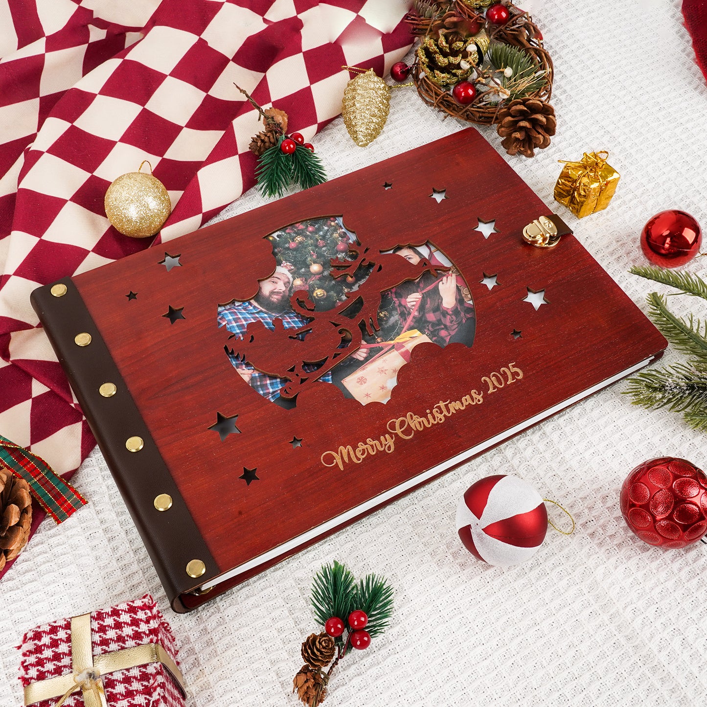 Personalized Photo Album – Santa & Reindeer Photo Window Album