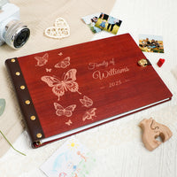 Personalized Family Photo Album – Elegant Butterfly Engraved Photo Book