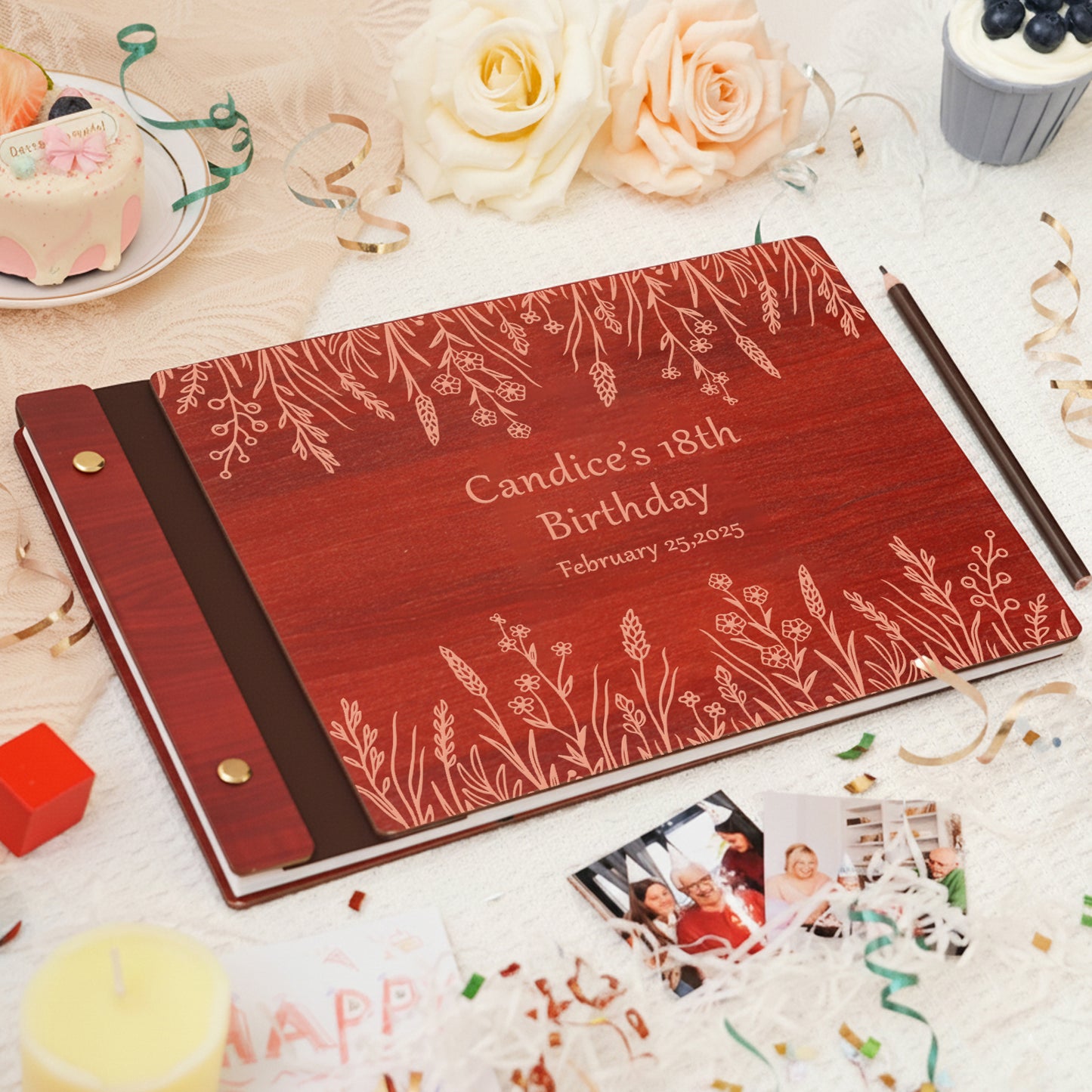 Personalized Memory Photo Album – Wildflower Border