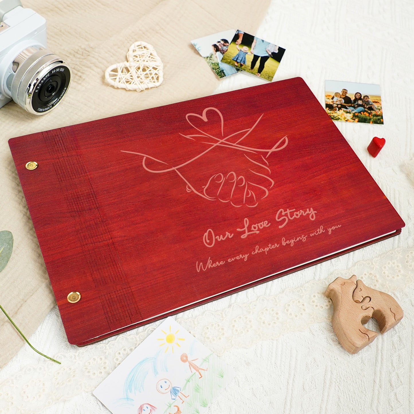 Wooden Photo Album – Our Love Story