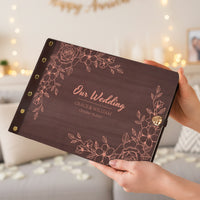 Personalized Photo Album – Floral Engraved Our Wedding