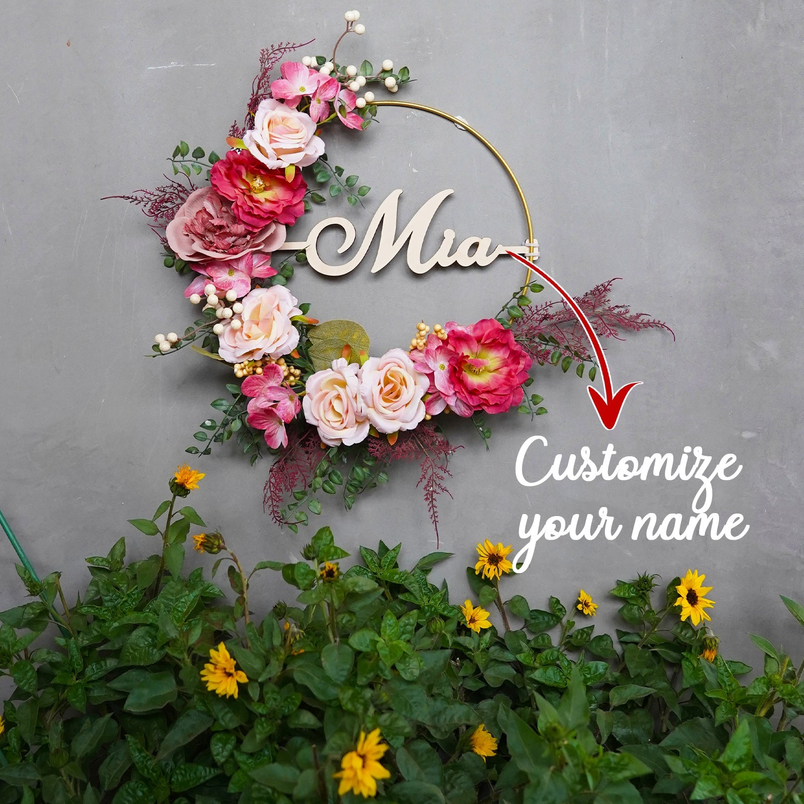 Personalized Peony Wreath