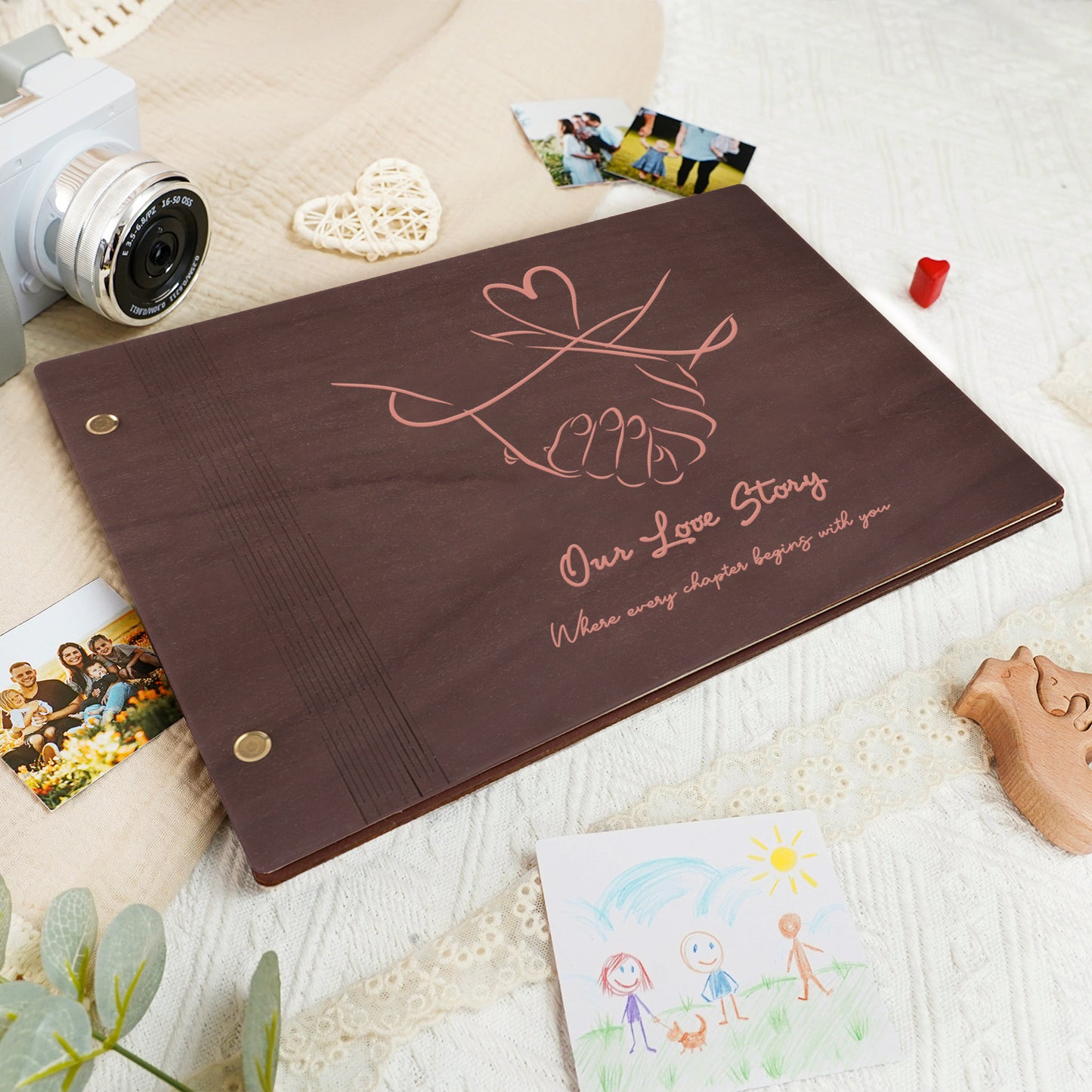 Wooden Photo Album – Our Love Story