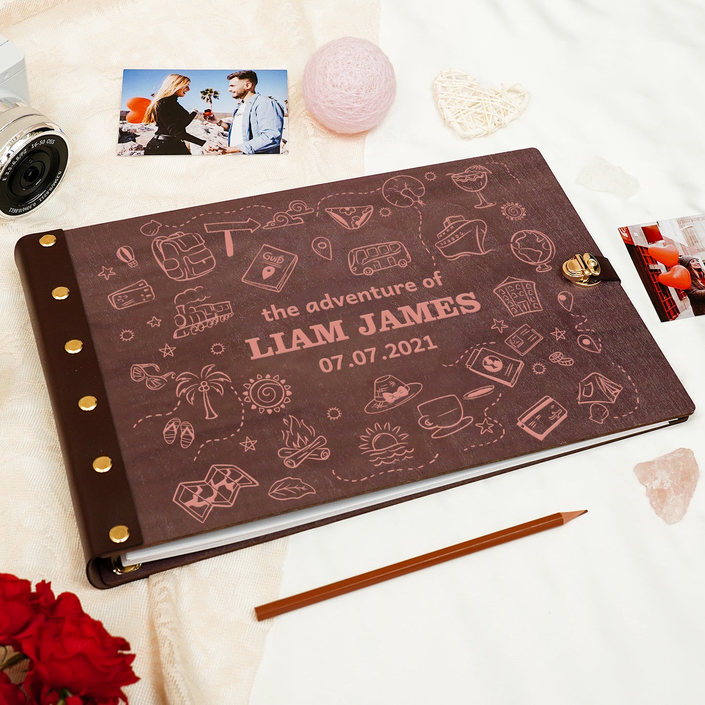 Personalized Travel Photo Album – Hand-Drawn Travel Doodles