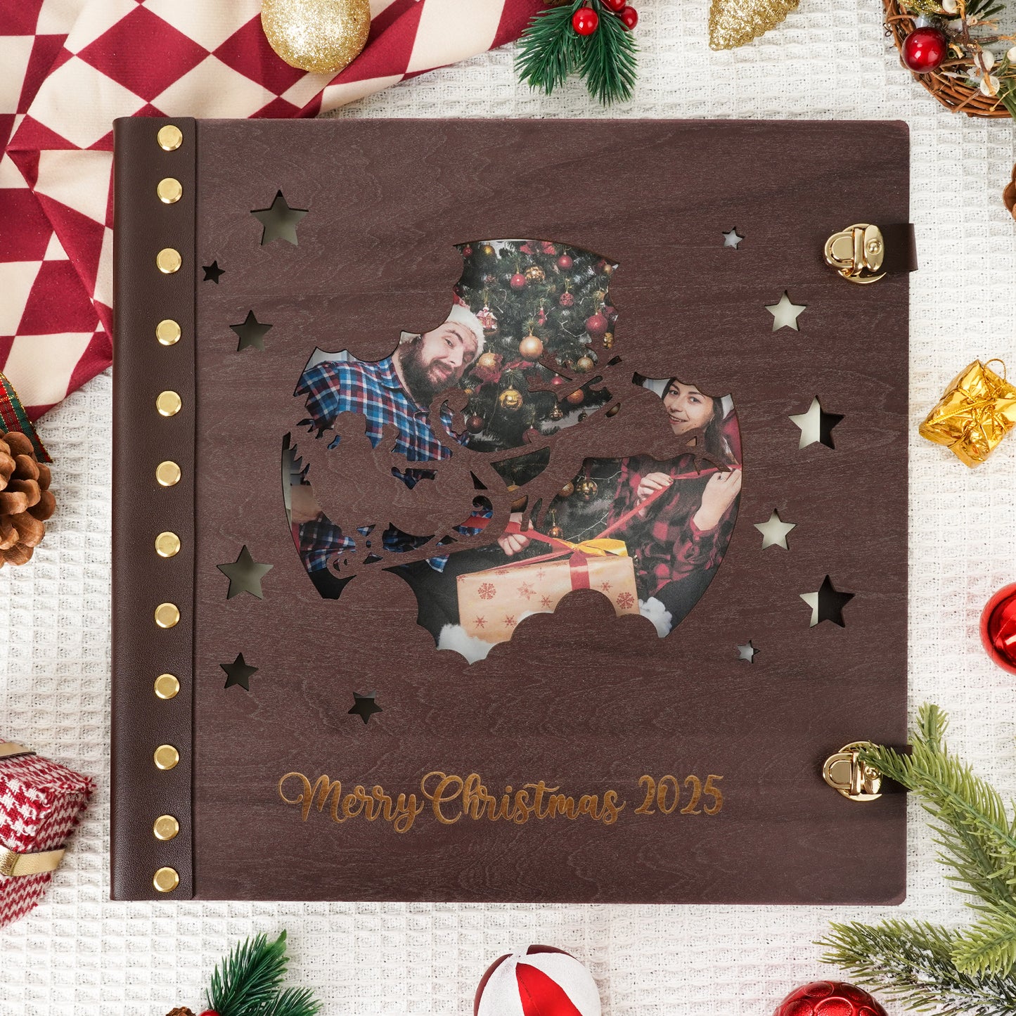 Personalized Photo Album – Santa & Reindeer Photo Window Album