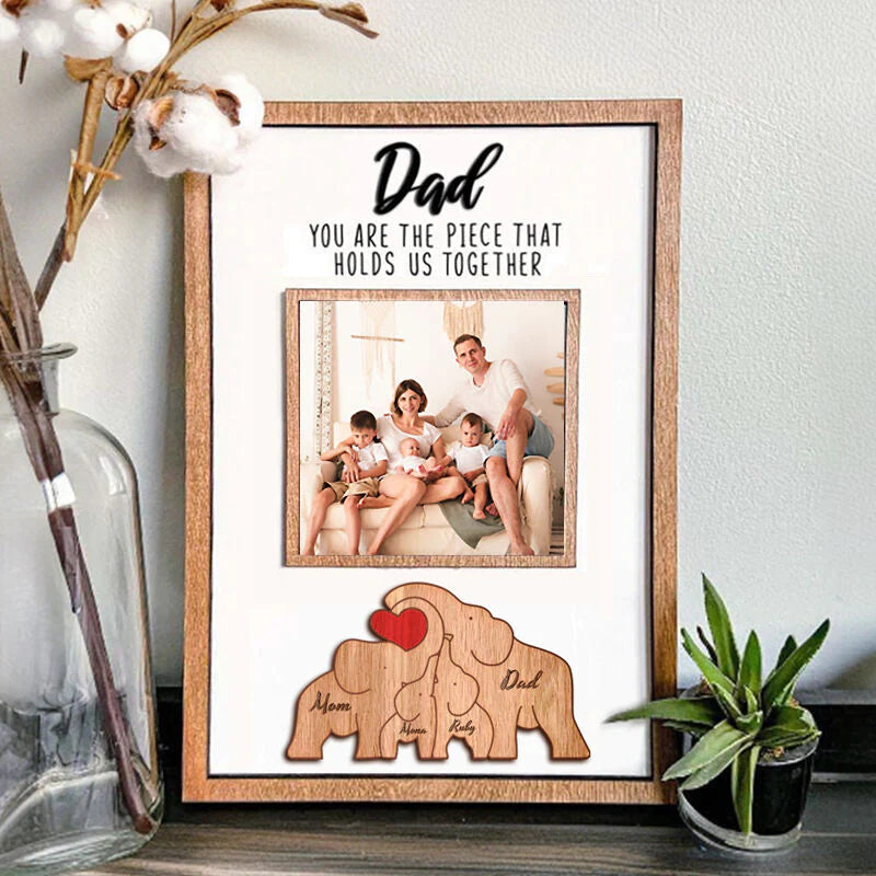 Personalized Elephant Family Puzzle Photo Frame 🎁Mother's Day Gift