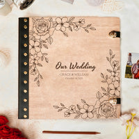 Personalized Photo Album – Floral Engraved Our Wedding